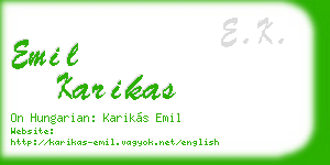 emil karikas business card